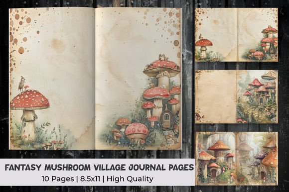 Download Fantasy Mushroom Village Journal Pages - Fantasy mushroom Collection