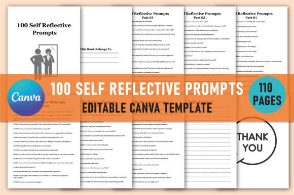 Download 100 Self Reflective Prompts for Canva - Reflective Collection