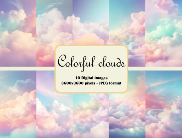 Download Colorful Clouds Digital Paper Bundle - Colorful Collection