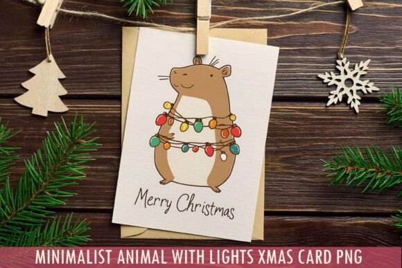 Download Minimalist Capybara Xmas Card PNG - Premium Resources