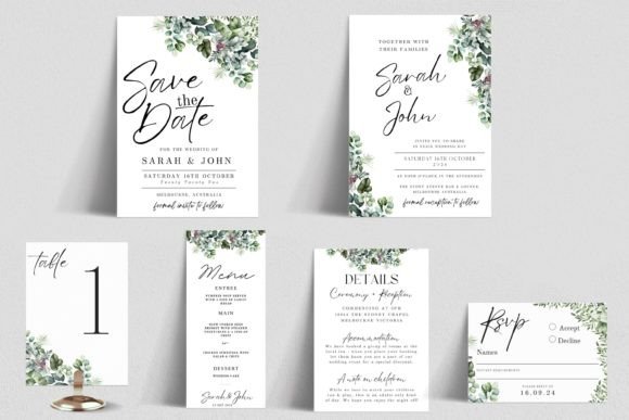 Download Eucalyptus Wedding Invitation Bundle - - Premium Resources