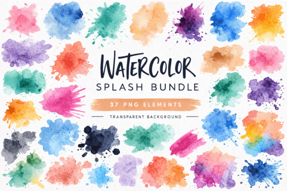 Download 37 Colorful Watercolor Splash Bundle - Colorful Collection