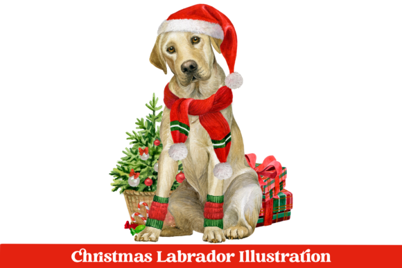 Download Christmas Dog Illustration, Labrador - Dog illustration Collection